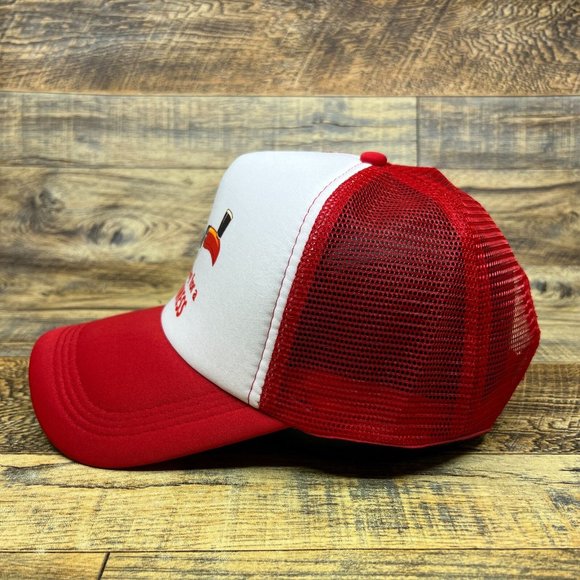 Guinness Toucan Beer Mens Trucker Hat Red Snapback Lovely Day 1950s Ad Ball Cap - Picture 4 of 8